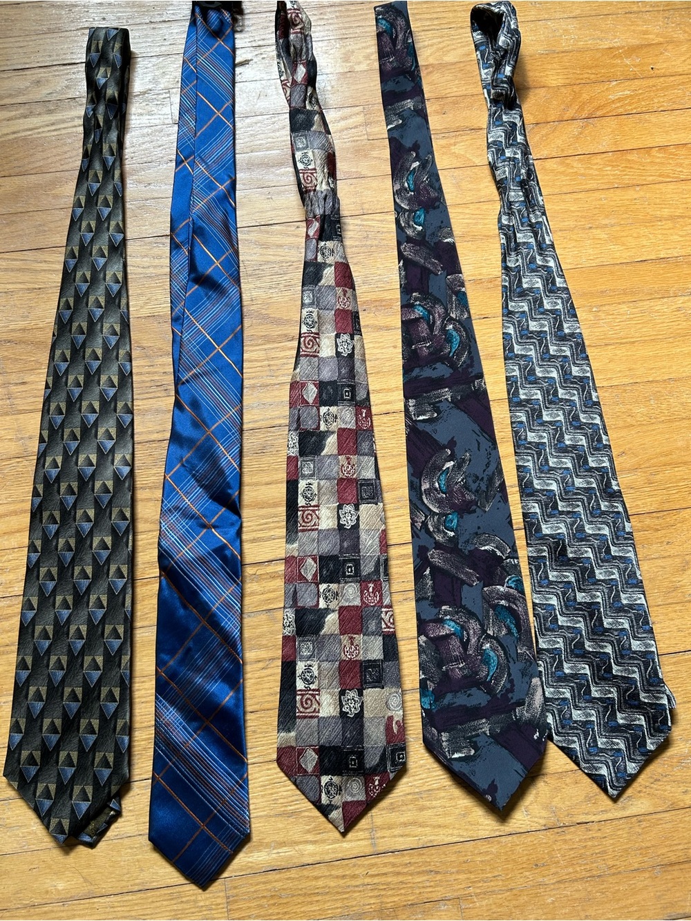 Men's Assorted Patterned Neckties - Blue, Black, Burgundy, Gray, Navy